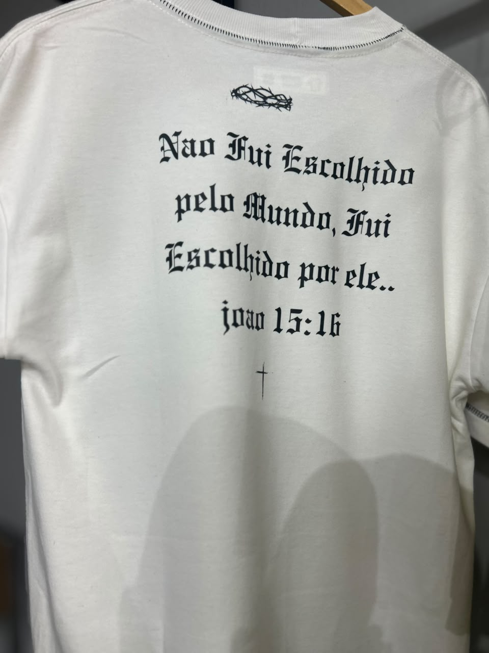 Camiseta branca João 15:16 costas