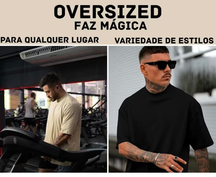 Camiseta oversized usada em diferentes estilos e lugares